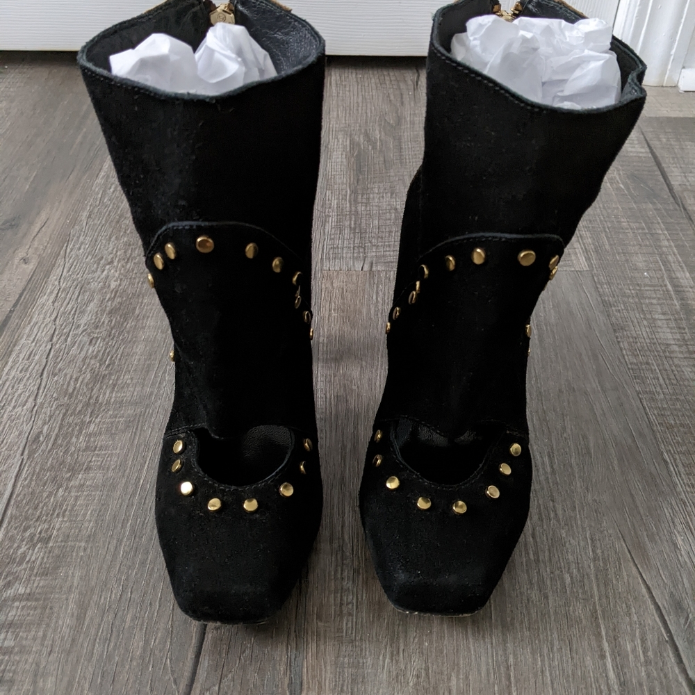 Black Suede Studded Botties